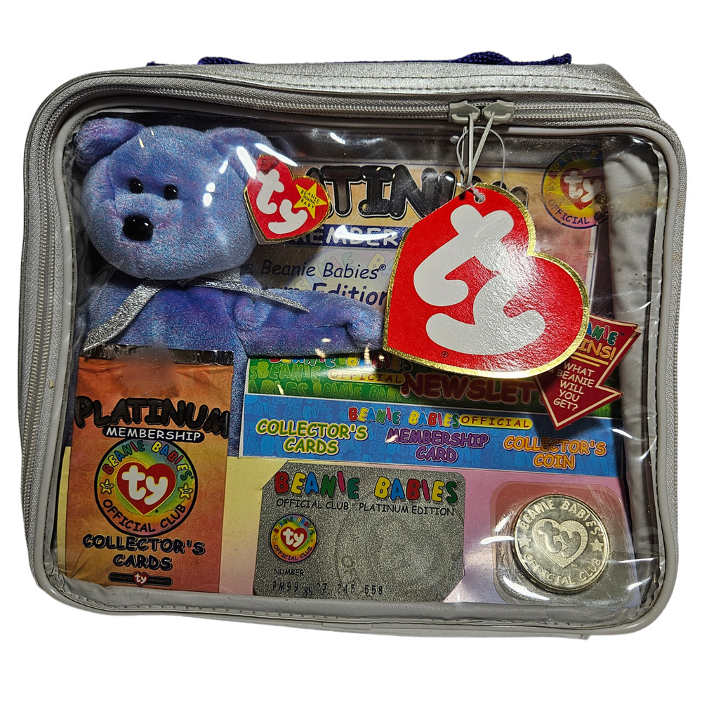 Ty Platinum Official Club Beanie Baby Bear Coin Membership Kit 1999 RETIRED NEW